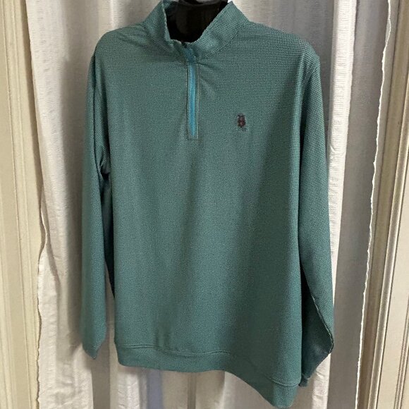 Men's Peter Millar Butler CC Logo Windbreaker Teal & Brown EUC - Picture 1 of 8
